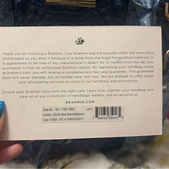 Brahmin Bag- Caroline -Electric Blue Ombré Melbourne - Picture 7 of 7